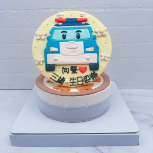 波力車子造型蛋糕推薦，救援小英雄POLI卡通蛋糕宅配