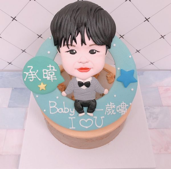 台北週歲蛋糕推薦，Ｑ版寶寶人像客製化造型蛋糕快來看～
