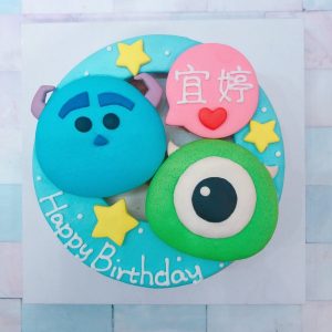 怪獸電力公司客製化宅配生日蛋糕推薦，毛怪大眼仔卡通造型蛋糕