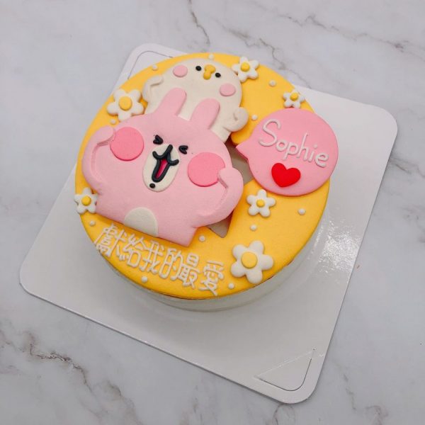 卡娜赫拉粉紅兔兔造型蛋糕，P助生日蛋糕作品分享