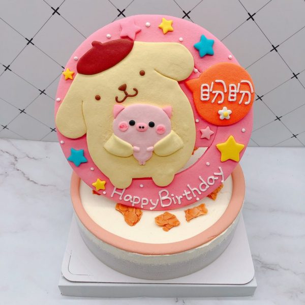 布丁狗造型蛋糕手作推薦，粉紅小豬生日蛋糕作品分享