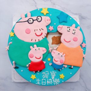 佩佩豬卡通造型蛋糕，粉紅豬小妹一家人生日蛋糕分享