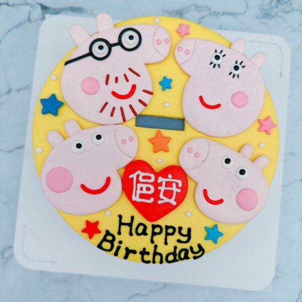 佩佩豬卡通造型蛋糕， Peppa Pig一家人生日蛋糕作品分享