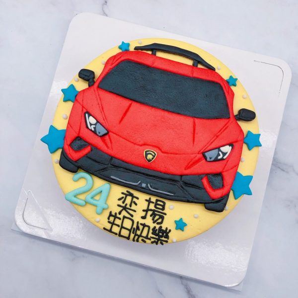 Lamborghini汽車造型蛋糕，藍博基尼車子生日蛋糕宅配