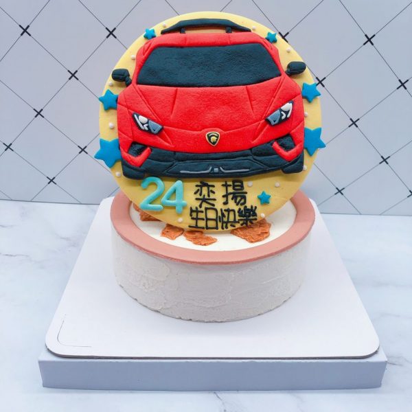 Lamborghini汽車造型蛋糕，藍博基尼車子生日蛋糕宅配