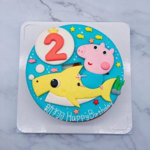 喬治豬生日蛋糕推薦，鯊魚寶寶造型蛋糕宅配