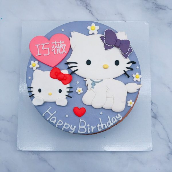 凱蒂貓造型蛋糕手工捏製，Hello Kitty生日蛋糕手作分享