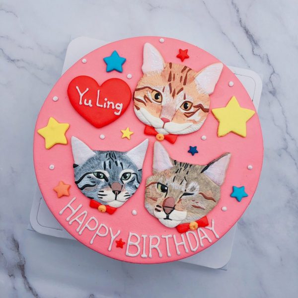 寵物造型蛋糕推薦，三隻貓咪生日蛋糕宅配分享