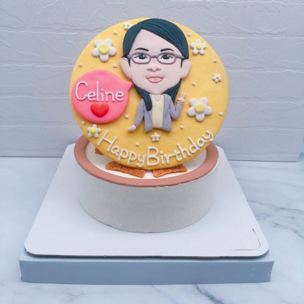 Q版人像生日蛋糕推薦，戴眼鏡女生造型蛋糕作品分享