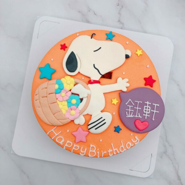 史努比拿花籃生日蛋糕推薦，卡通造型蛋糕作品分享